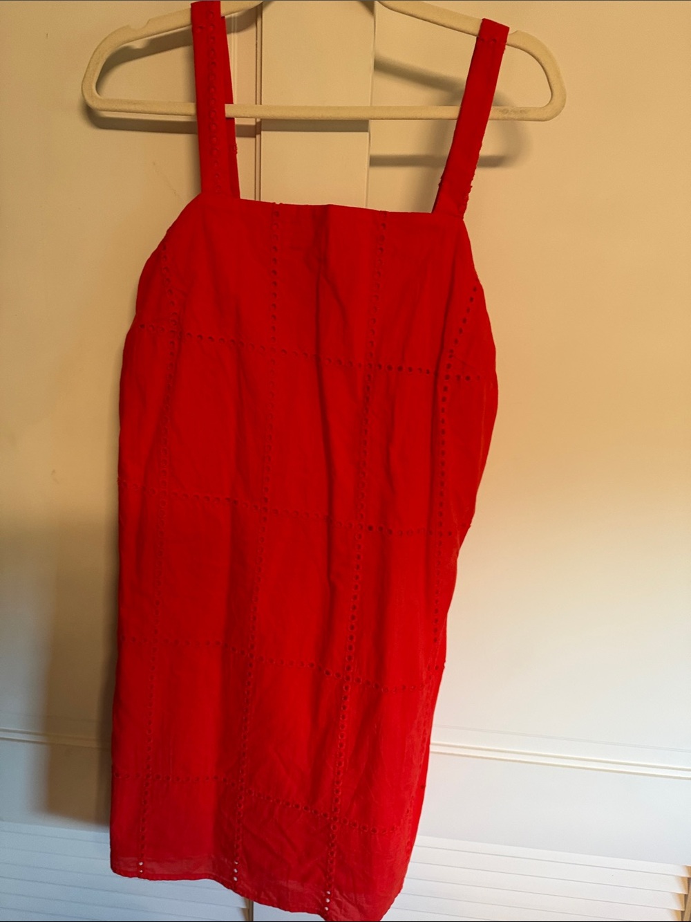 Banana Republic Red Eyelet Mini Dress with Square Neck